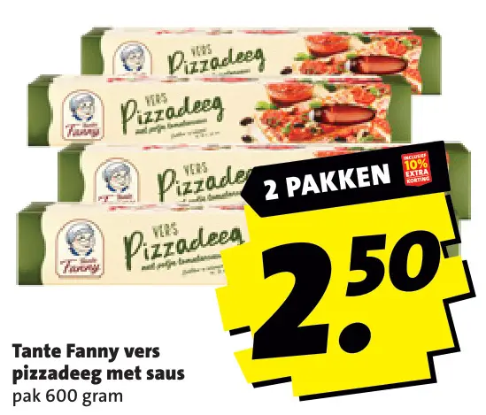 Aanbieding: Vers pizzadeeg met saus