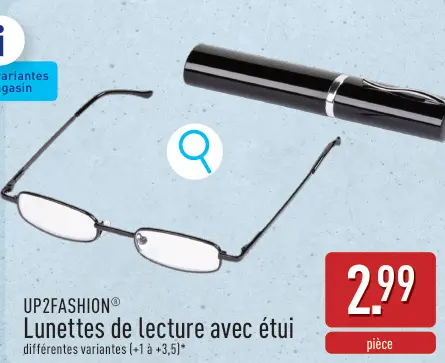 Offre: Lunettes de lecture avec étui