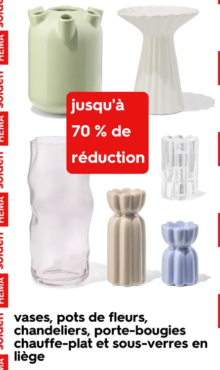 Offre: Vases, pots de fleur, chandeliers, porte-bougies chauffe-plat et sous-verres en liege