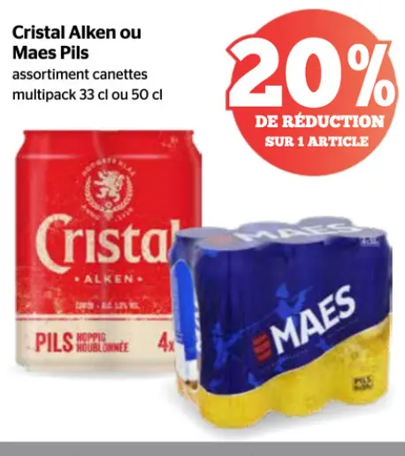 Offre: Cristal Alken ou Maes Pils