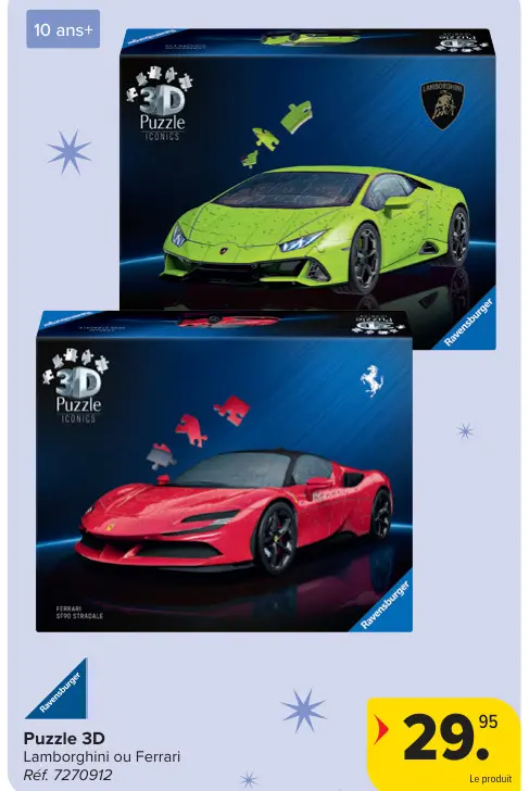 Offre: Puzzle 3D Lamborghini ou Ferrari