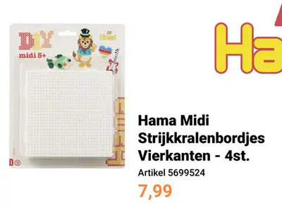 Aanbieding: Hama Midi Strijkkralenbordjes - Vierkanten, 4st.
