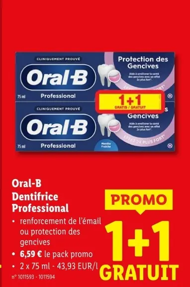 Offre: Oral-B Dentifrice Professional