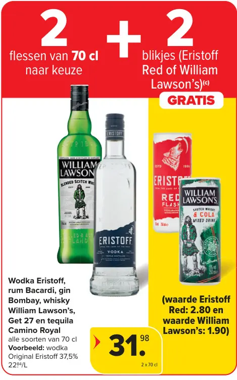 Promotie: Wodka, rum, gin, whisky, Get 27 en tequila