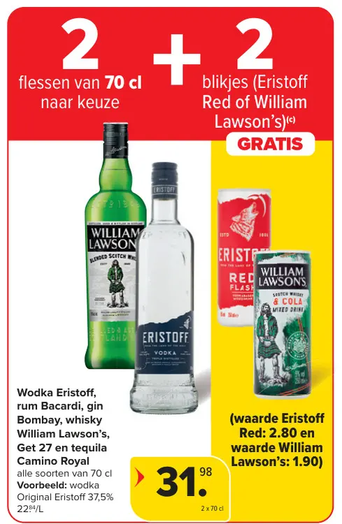 Promotie: Wodka, rum, gin, whisky, Get 27 en tequila