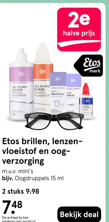 Aanbieding: Etos brillen, lenzenvloeistof en oogverzorgin