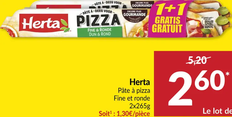 Offre: Pâte à pizza Fine et ronde
