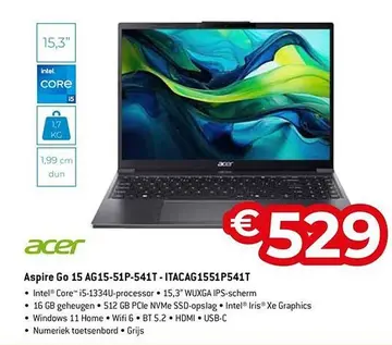 Aanbieding: Acer Aspire Go 15 AG15-51P-541T-ITACAG1551P54