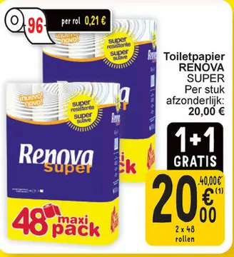 Aanbieding: Toiletpapier RENOVA SUPER