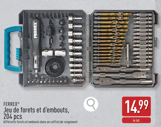 Offre: Jeu de forets et d'embouts, 204 pcs