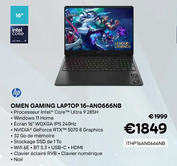 Offre: Omen gaming laptop 16-an0666nb