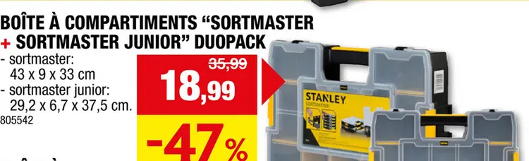 Offre: Stanley Sortmaster + Sortmaster Junior coffret à  compartiments