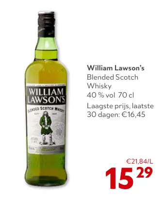 Promotie: William Lawson's Blended Scotch Whisky