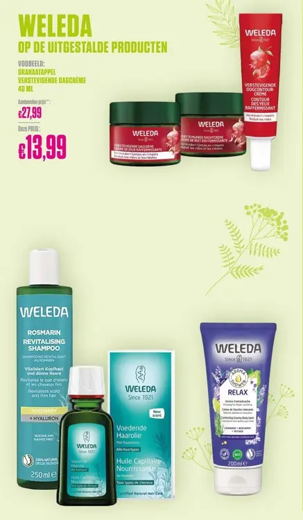 Promotie: Diverse Weleda producten: zoals: granaatappel verstevigende dagcrème