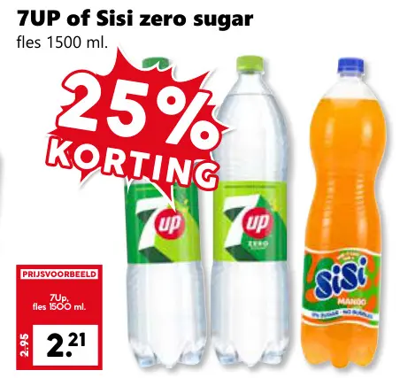 Aanbieding: 7UP of Sisi zero sugar