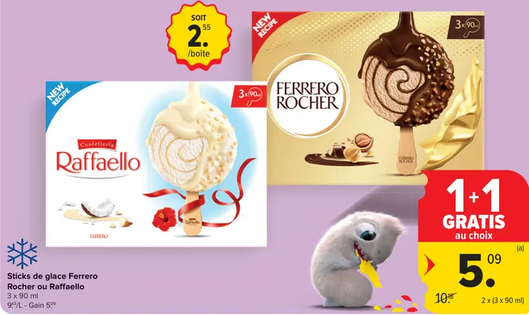 Offre: Sticks de glace Ferrero Rocher ou Raffaello