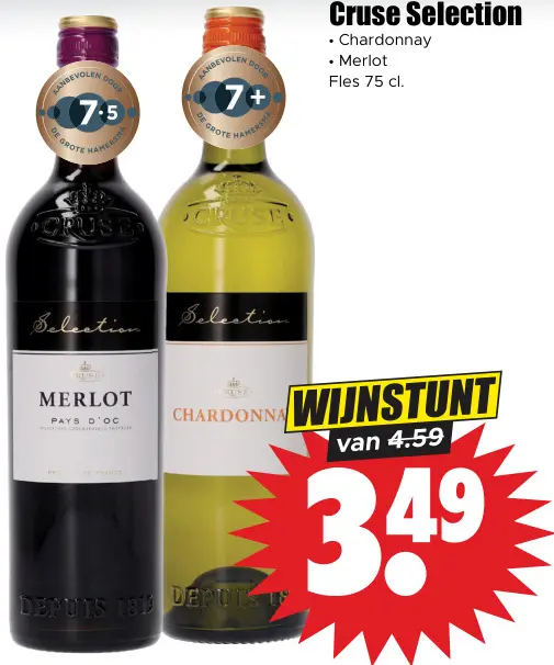 Aanbieding: Cruse Selection Chardonnay of Merlot