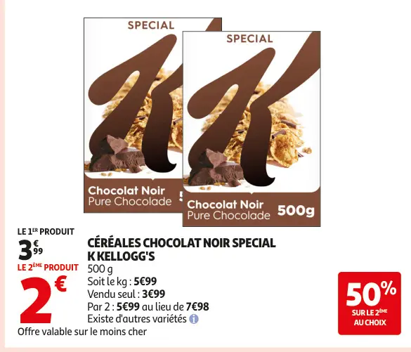 Offre: Céréales chocolat noir SPECIAL