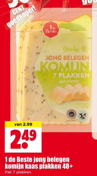 Aanbieding: 1 de Beste jong belegen komijn kaas plakken 48+
