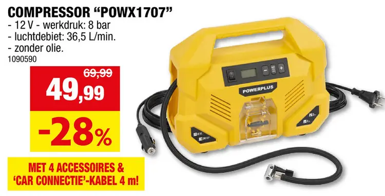 Aanbieding: Powerplus POWX1707 compressor 120W