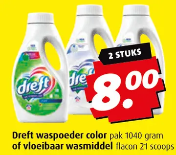 Aanbieding: Dreft waspoeder color pak of vloeibaar wasmiddel