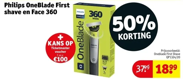 Aanbieding: OneBlade First shave en Face 360