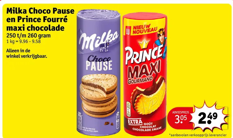 Promotie: Milka Choco Pause en Prince Fourré maxi choco