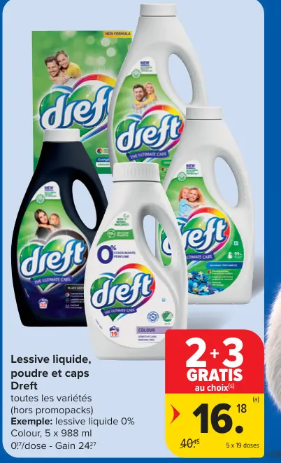 Offre: Lessive liquide, poudre et caps