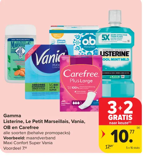Aanbieding: Listerine, Le Petit Marseillais, Vania, OB en CareFree