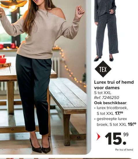 Aanbieding: Lurex trui of hemd voor dames