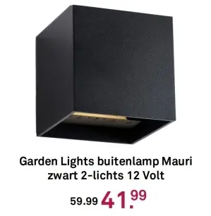 Aanbieding: Buitenlamp Mauri zwart 2-lichts 12 Volt