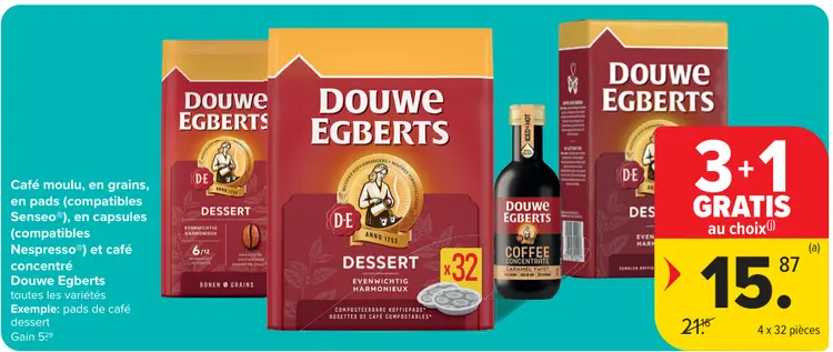 Offre: Café moulu, en grains, en pads, en capsules et café concentré