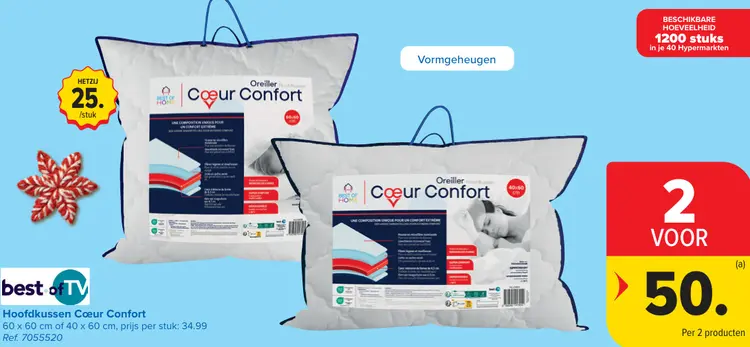 Promotie: Hoofdkussen Cœur Confort