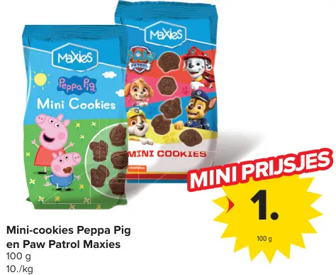 Promotie: Mini-cookies Peppa Pig en Paw Patrol Maxies
