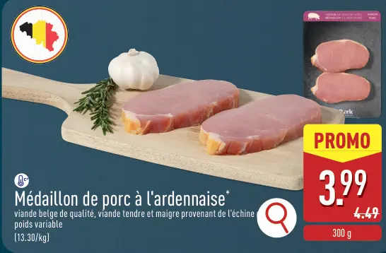 Offre: Médaillon de porc à l'ardennaise