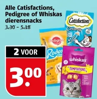 Aanbieding: Alle Catisfactions, Pedigree of Whiskas dierensnacks