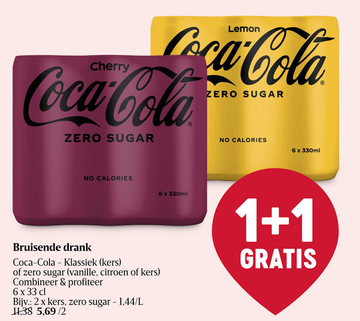 Aanbieding: Coca - Cola kers , zero sugar 