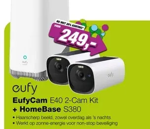 Aanbieding: Eufy eufyCam E40 2-Cam Kit - HomeBase S380 Cameraset
