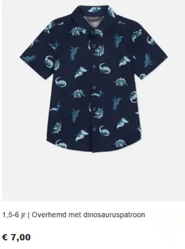 Aanbieding: 1,5-6 jr | Overhemd met dinosauruspatroon