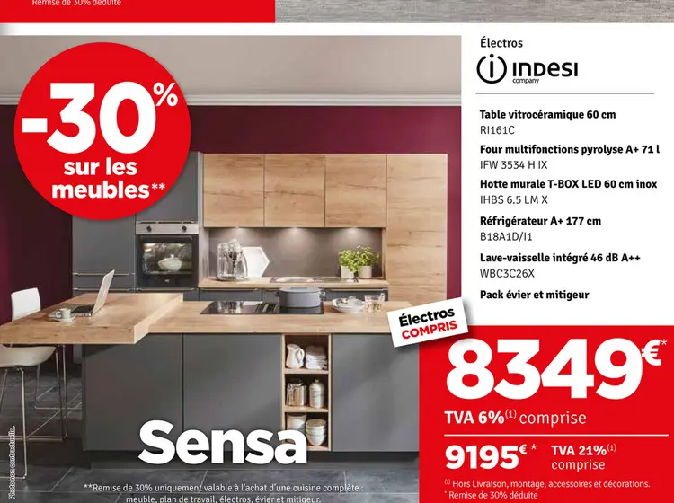 Offre: Cuisine Sensa avec électroménager Indesit