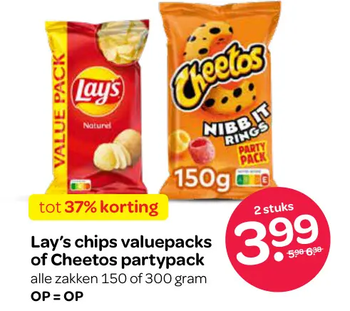 Aanbieding: Lay's chips valuepacks of Cheetos partypack