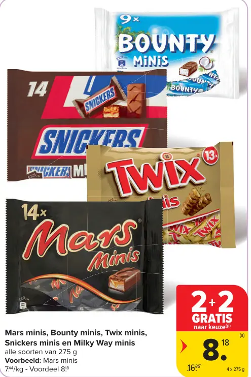 Promotie: Mars minis, Bounty minis, Twix minis, Snicker