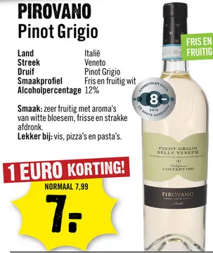 Aanbieding: Pirovano Pinot Grigio 75 cl