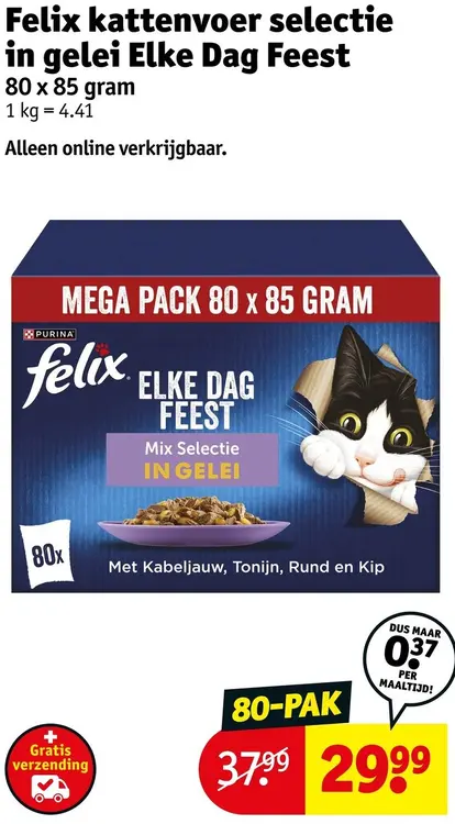 Promotie: Kattenvoer selectie in gelei Elke Dag Feest