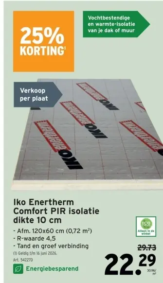 Promotie: Iko Enertherm Comfort PIR isolatie
