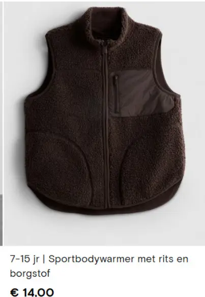 Aanbieding: Sportbodywarmer met rits en borgstof