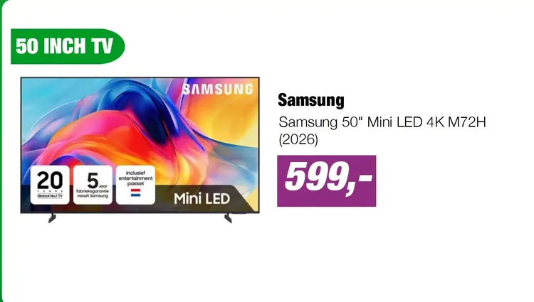 Aanbieding: Samsung 50" Mini LED 4K M72H (2026)