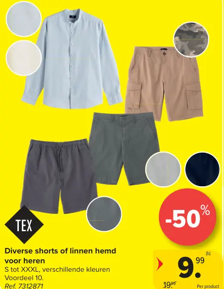 Promotie: Diverse shorts of linnen hemd voor heren