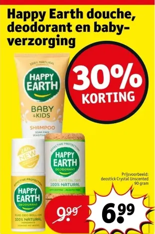 Promotie: Happy Earth douche, deodorant en baby-verzorging