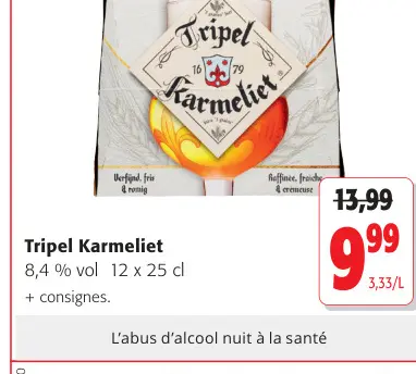 Offre: Bière blonde triple 8,4 % vol